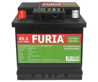 Batería de coche 45Ah, arranque 400A, 12V, FURIA. Batería de coche 45Ah, arranque 400A, 12V, FURIA.