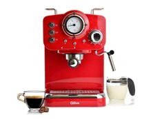 Cafetera espresso QILIVE Vintage, presión 15bar, termómetro, vaporizador, café molido, 1100W.