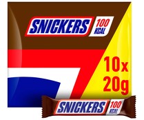 Barritas de chocolate con cacahuete y caramelo SNICKERS 10 x 20 g.