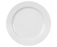 Plato llano de cerámica color blanco con filo diseño trenzado, 27 centímetros de diámetro EFG.