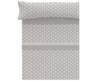 Juego de sábanas tejido pirineo color gris para cama de 135cm, diseño geométrico, TEXTIL HOGAR. Juego de sábanas tejido pirineo color gris para cama de 135cm, diseño geométrico, TEXTIL HOGAR.