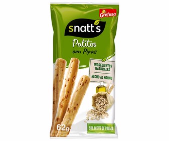Palitos de cereales con pipas SNATT'S GREFUSA, bolsa 62g Palitos de cereales con pipas SNATT'S GREFUSA, bolsa 62g
