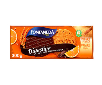Galletas Digestive de chocolate negro con naranja FONTANEDA 300 g.