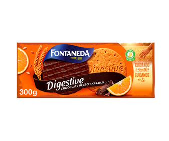 Galletas Digestive de chocolate negro con naranja FONTANEDA 300 g. Galletas Digestive de chocolate negro con naranja FONTANEDA 300 g.