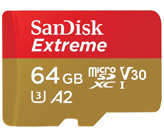 Tarjeta de memoria SANDISK Extreme MicroSDXC 64GB, 4K, Clase 3.