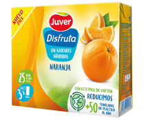 Néctar de naranja, sin azúcares añadidos  JUVER DISFRUTA pack 3 uds x 20 cl.