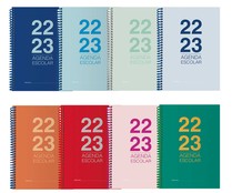 Agenda escolar A5 día por página curso 2022/2023 con tapa dura, 256 páginas, varios colores AGENDAS.