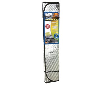 Parasol aluminizado plegable con cortina térmica reflectora y medida de 145x80 centímetros ROLMOVIL.