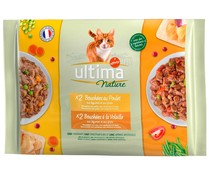 Alimento para gatos húmedo carne ULTIMA NATURE 4 uds. x 85 g.