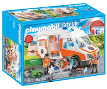 Escenario de juego Ambulancia con Luces con accesorios y 3 figuras incluidas, 70049 City Life PLAYMOBIL.