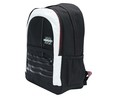 Mochila juvenil con doble compartimento y bolsillo portabotellas, color negro y blanco, Hashtag PRODUCTO ALCAMPO, 31x44x10cm.