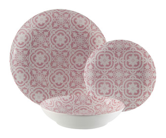 Vajilla completa de 18 piezas, VERSA Ciryl Rose. Vajilla completa de 18 piezas, VERSA Ciryl Rose.