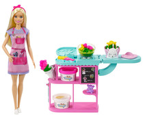 Muñeca Barbie rubia y su floristería con accesorios BARBIE.