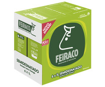 Leche de vaca semidesnatada de origen 100% gallega FEIRACO 6 x 1l.