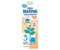 Leche (2) de crecimiento con galleta María, de 12 a 36 meses NATIVA de Nestlé 1 l.
