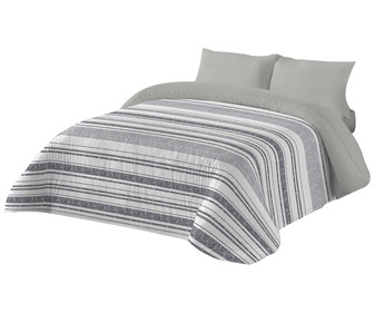 Edredón diseño rayas confeccionado en microfibra 100% poliéster para cama individual, 180x260cm. NATRUALS. Edredón diseño rayas confeccionado en microfibra 100% poliéster para cama individual, 180x260cm. NATRUALS.