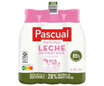 Leche de vaca desnatada, de bienestar animal garantizado PASCUAL 6 x 1.5 l.