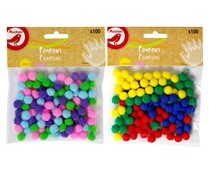 100 pompones de colores de 1cm de diámetro, PRODUCTO ALCAMPO.