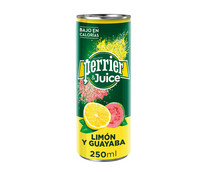 Bebida refrescante a base de agua con gas y zumo de limón y guayaba PERRIER 250 ml.