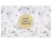 Mantel individual 43x28cm., diseño "happy times together", Renova QUID. Mantel individual 43x28cm., diseño "happy times together", Renova QUID.