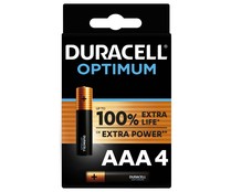 Pack de 4 pilas alcalinas AAA, LR03, 1,5V, DURACELL Optimum.