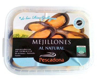 Mejillón cocido al natural PESCADONA bandeja 150 gr. Mejillón cocido al natural PESCADONA bandeja 150 gr.