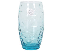 Vaso alto de vidrio color azul con decoración en relieve modelo Oriente, 0,5 litros BORMIOLI ROCCO.
