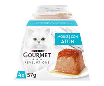Alimento gatos húmedo, mousse con atún PURINA GOURMET 4 uds. x 57 g.