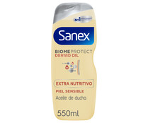 Gel de baño o ducha para pieles muy secas y deshidratadas SANEX Biomeprotect dermo oil 550 ml.