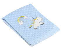 Manta mini cuna de 80x110cm, relieve, bordado y microfibra, MORA. Manta mini cuna de 80x110cm, relieve, bordado y microfibra, MORA.
