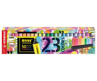 Marcador fluorescente STABILO BOSS ORIGINAL - Set de escritorio de 23 unidades (9 colores fluorescentes + 14 colores pastel).