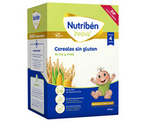 Papilla de cereales (arroz y maiz) elaborada sin gluten, a partir de 4 meses NUTRIBÉN Innova 2 x 300 g.