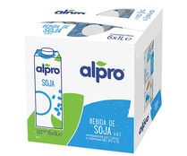 Bebida de soja 100% vegetal enriquecida con calcio y vitaminas B2, B12 y D ALPRO 6  x 1l.
