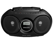 Reproductor de CD portátil PHILIPS AZ215R/12, USB reproductor, sintonizador digital de radio FM, color negro.