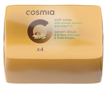 Pastilla de jabón de tocador con flor de naranjo y aceite de argán COSMIA 4 x 90 g.