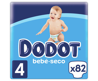 Pañales talla 4, para niños de 9 a 14 kilogramos DODOT bebé-seco 82 uds. Pañales talla 4, para niños de 9 a 14 kilogramos DODOT bebé-seco 82 uds.
