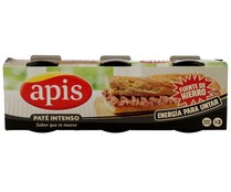 Paté de hígado de cerdo de sabor intenso APIS pack de 3 latas de 80 gramos.