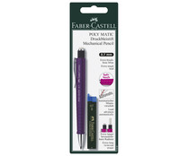 Portaminas con borrador y grip suave, grosor 0.7mm +  12 minas dureza HB FABER CASTELL Poly matic.