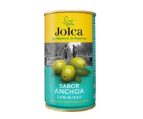 Aceitunas verdes manzanilla con sabor a anchoa con hueso JOLCA 185 g.