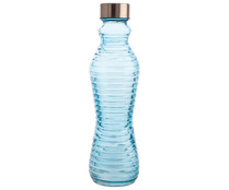 Botella de vidrio con tapón de acero y capacidad de 0,5 litros, color azul con diseño exterior en relieve, LUMINARC.