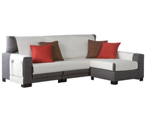 Funda salvasofá color lino reversible para sillón de 3 plazas, PRODUCTO ALCAMPO.