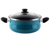 Cacerola de acero con tapa de vidrio e interior antiadherente, apta para inducción, 24 centímetros, Country MAGEFESA.