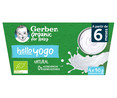 Postre lacteo infantil ecológico, sabor natural, a partir de 6 meses GERBER Organic 4 x 90 g.