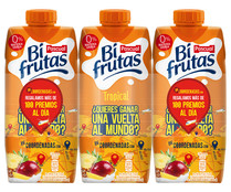 Leche con zumo de frutas tropicales y 0% materia grasa  BIFRUTAS de Pascual 3 x 330 ml.