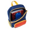 Mochila preescolar diseño espacio, color azul y naranja, PRODUCTO ALCAMPO, 23x30x3cm.