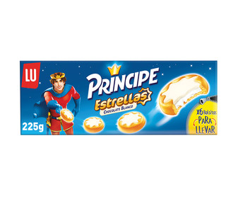 Galletas rellenas de chocolate blanco en forma de estrellas LU PRÍNCIPE 225 g. Galletas rellenas de chocolate blanco en forma de estrellas LU PRÍNCIPE 225 g.