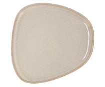 Plato llano irregular fabricado en gres, 14x13,6 cm, color blanco, Ikonik BIDASOA.