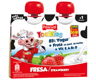 Yogur pasteurizado de fresa para llevar PASCUAL Yokids 2 x 80 g. Yogur pasteurizado de fresa para llevar PASCUAL Yokids 2 x 80 g.