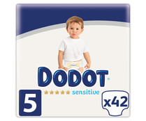 Pañales de la talla 5, para niños de 11 a 16 kilogramos DODOT Sensitive 42 uds.