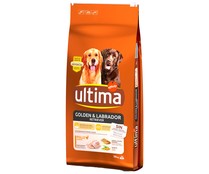 Comida para perros adultos seca a base de pollo, arroz y cereales integrales ULTIMA GOLDEN & LABRADOR RETRIEVER Affinity 14 kg.